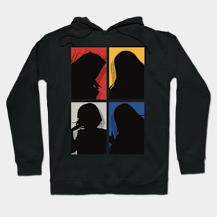 All The Main Characters In The Eminence In Shadow Anime In A Cool Black Silhouette Pop Art Design In Colorful Background Hoodie